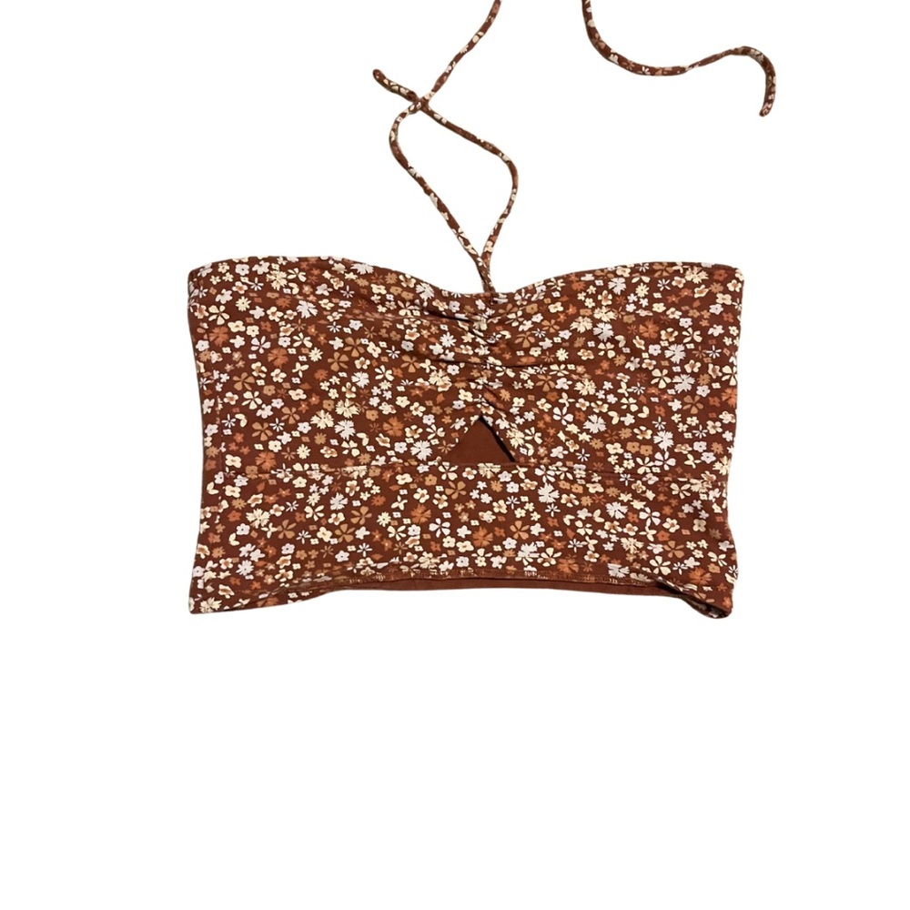 Hollister Floral Brown Strapless Top